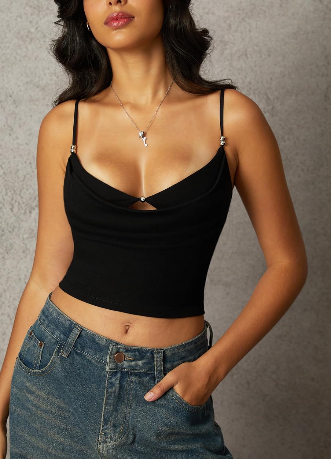 Stylish Cowl Neck Spaghetti Cami