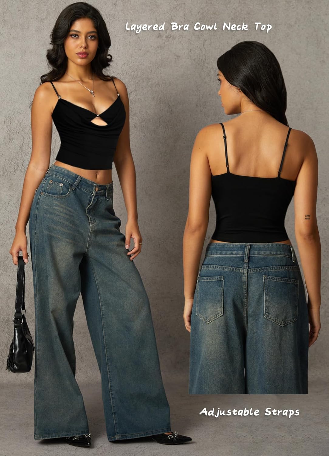 Stylish Cowl Neck Spaghetti Cami